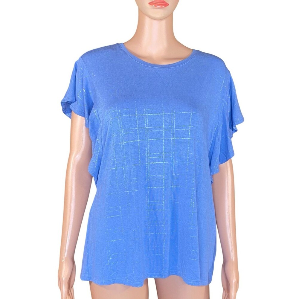 Apt. 9 Flutter Sleeve Knit Top Short Sleeve Rounded Neckline Flowy Silhouette Lg